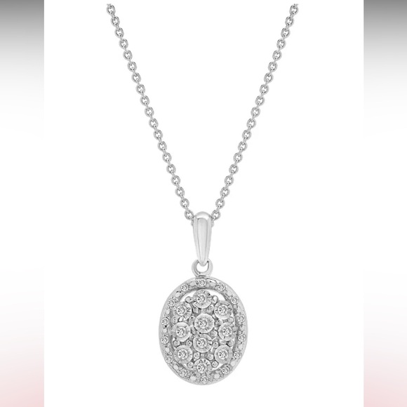 MACY’s nwt Diamond Octagon Halo Cluster 18" Pendant Necklace (free w/ Coach**) - Picture 4 of 6